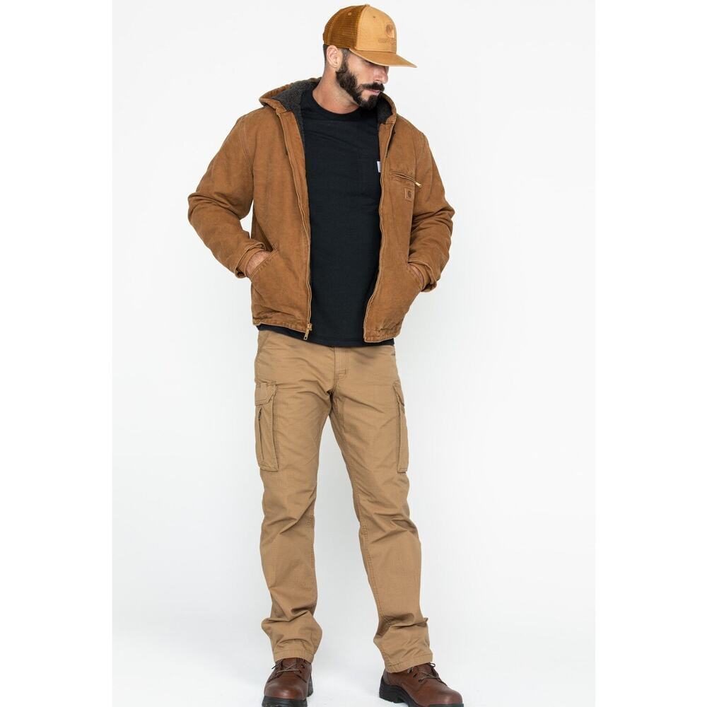 2006 Carhartt 4XL Tall Hooded Jacket Sierra Sherpa Lined J141 Tan BRN Brown Mens - Picture 15 of 16